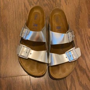 Silver Birkenstock’s Size 38